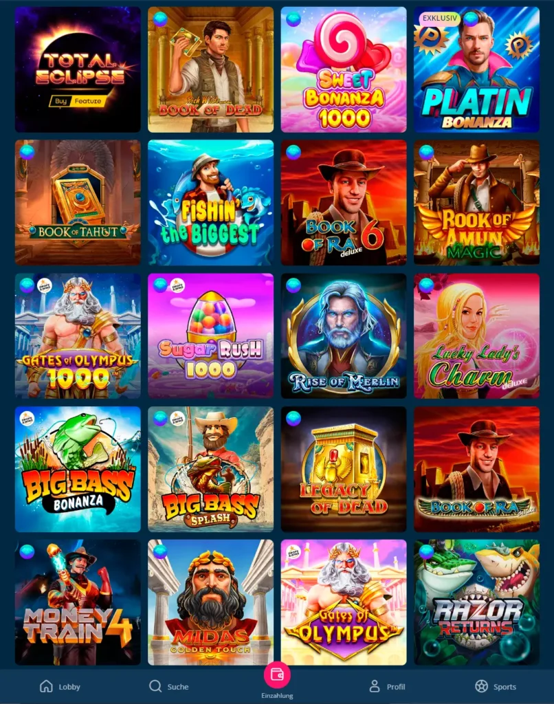 Casino Spiele bei Platin Casino