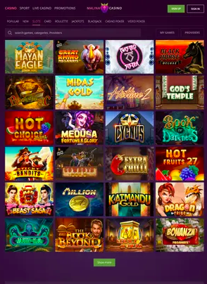 Software und Spiele bei Malina Casino